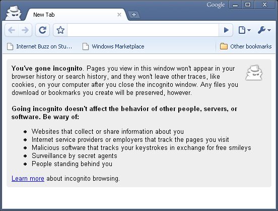 Incognito mode in Chrome