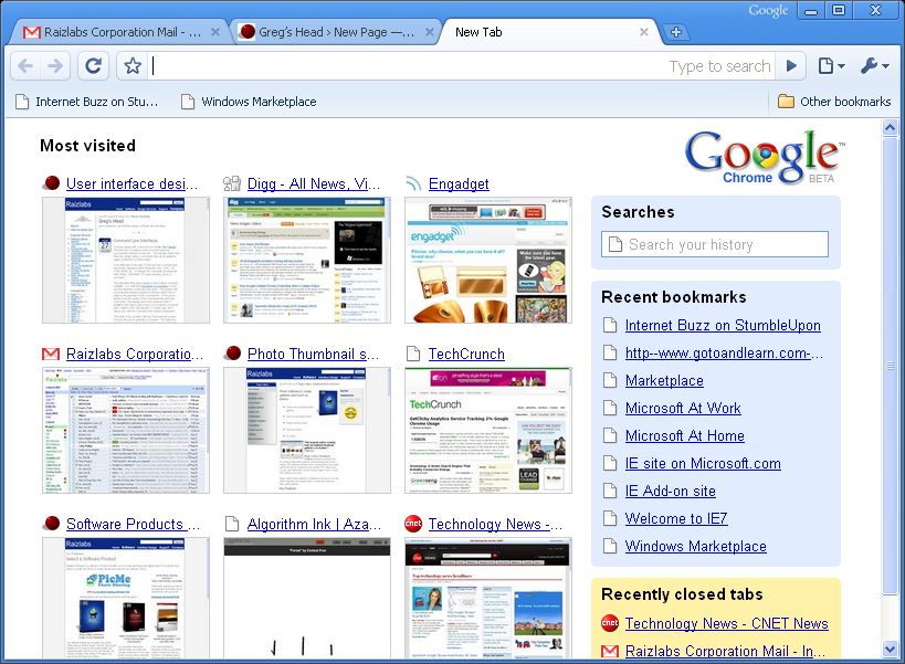 Creating a new tab in Chrome